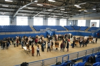 Students, Faculty, and Staff gathered inside of the Ratcliff Hicks Arena for an event on the Storrs Campus.