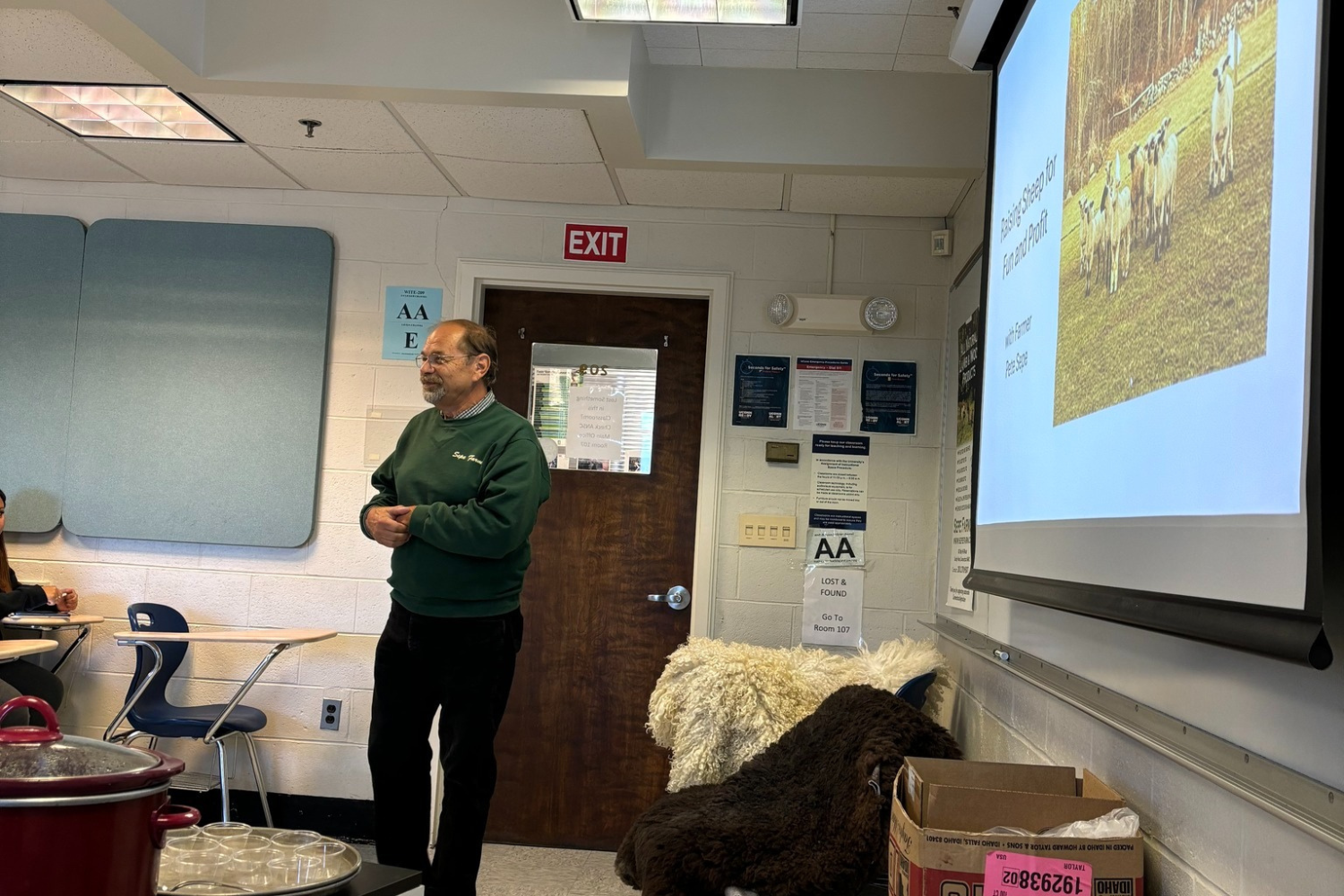 Pete Sepe providing a guest lecture to animal science students in October 2024.
