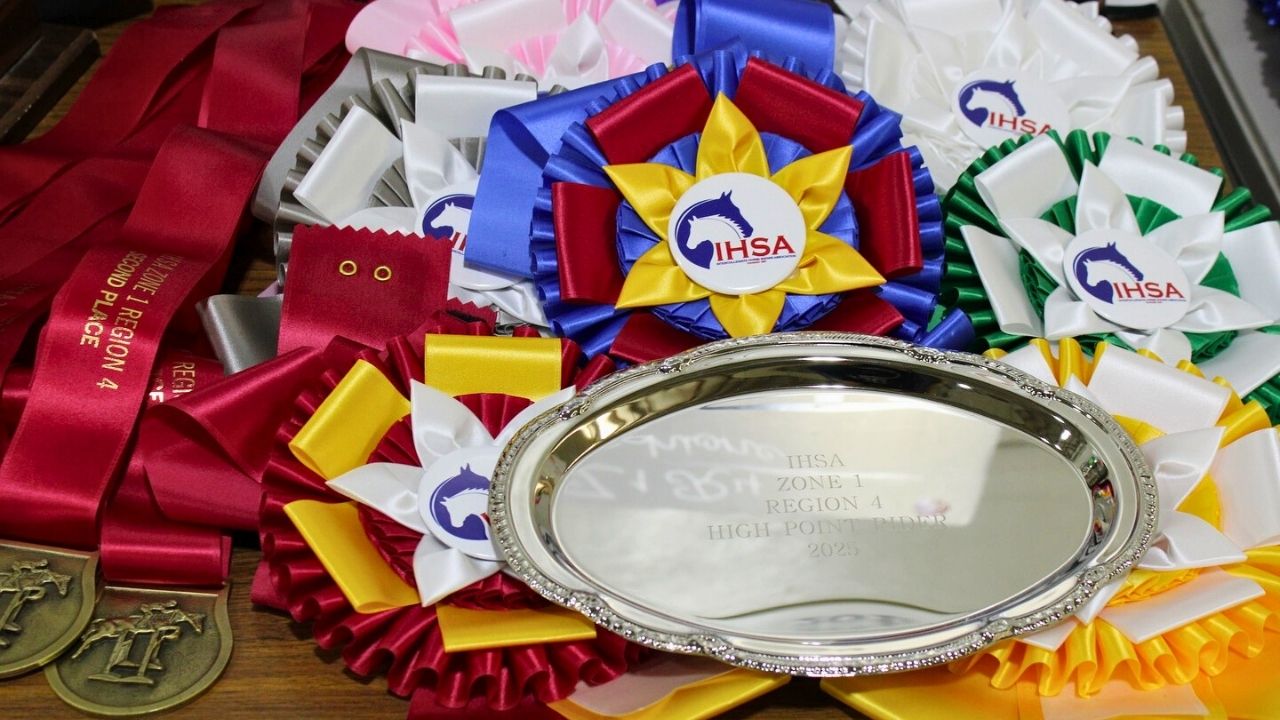 A table of different colored ribbons.